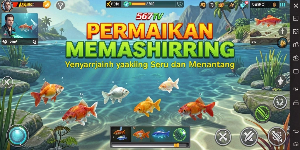 Screenshot gameplay 567TV dengan aksi memancing yang seru.