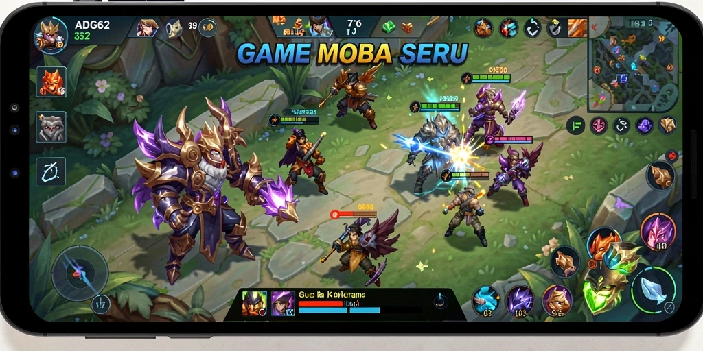 Screenshot ADG62 yang menampilkan pertempuran seru dalam game MOBA.