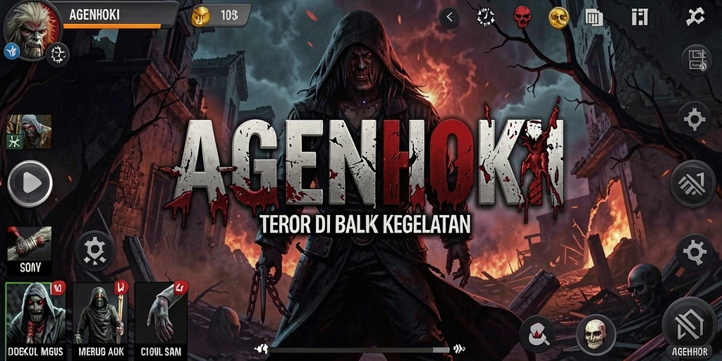 Screenshot AGENHOKI menampilkan suasana permainan yang menyeramkan.
