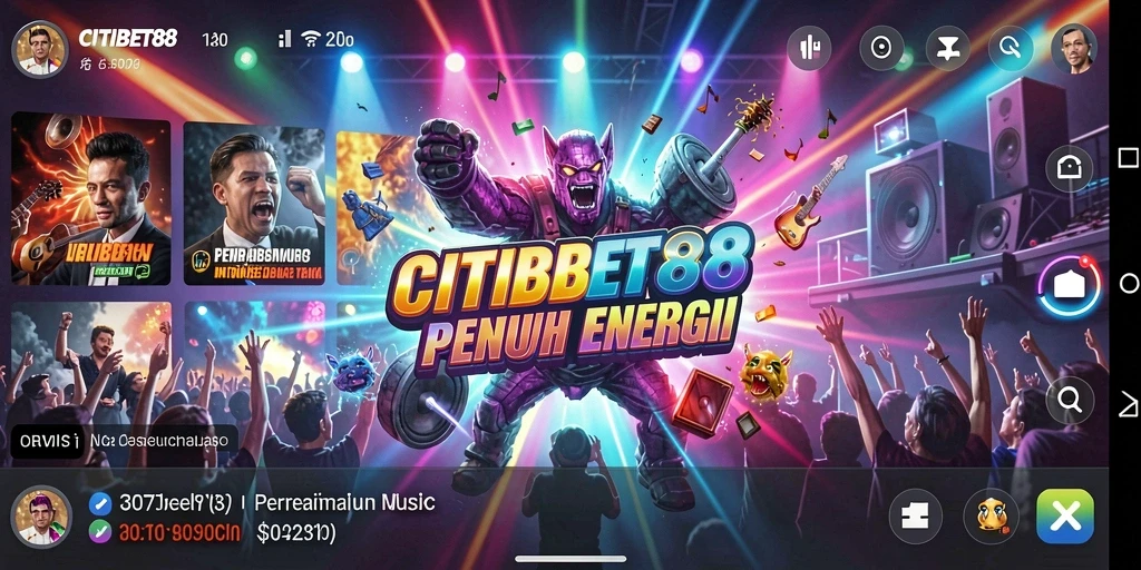 Screenshot menunjukkan gameplay mengasyikkan dalam CITIBET88 dengan alat musik virtual.