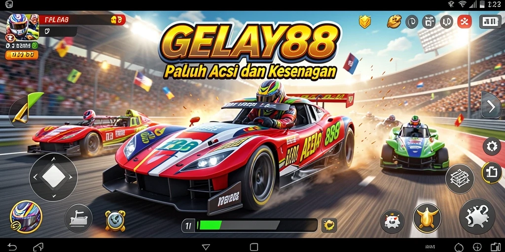 Screenshot gameplay GELAY88 yang menampilkan aksi balap seru.