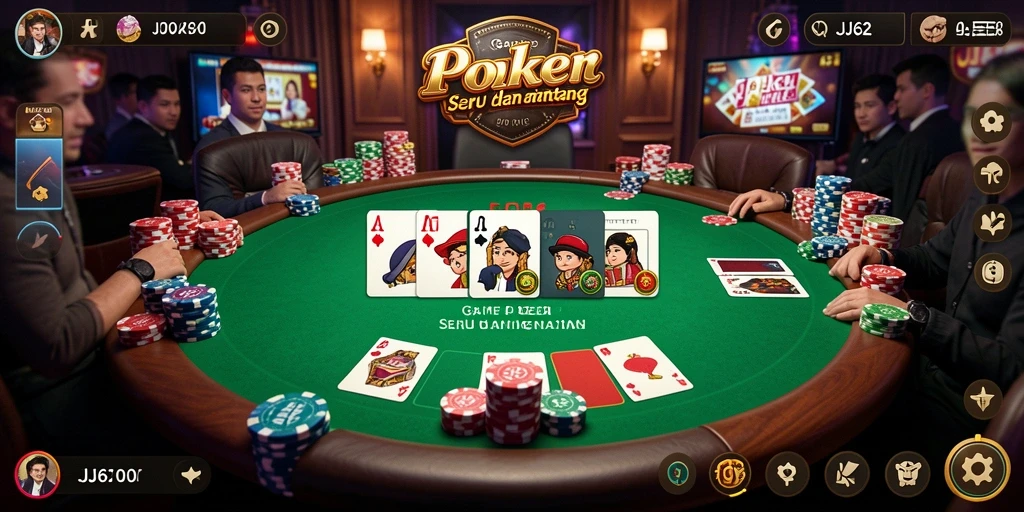 Screenshot gameplay JJ62 yang menampilkan suasana Poker yang mendebarkan.