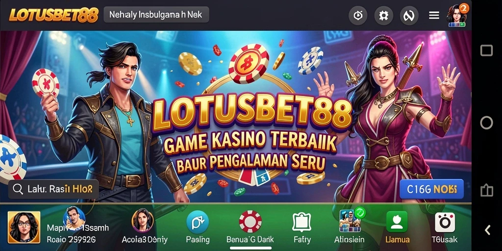 Screenshot menunjukkan antarmuka permainan Kasino LOTUSBET88 yang menarik dan user-friendly.