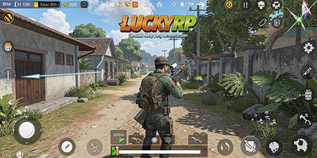 Screenshot menunjukkan gameplay interaktif dalam LUCKYRP.