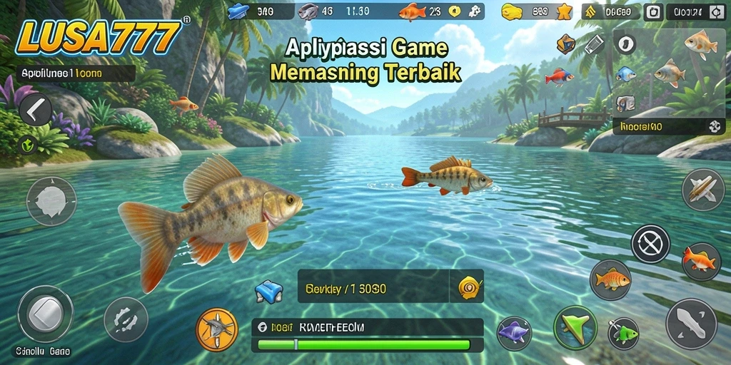 Screenshot gameplay LUSA777 menampilkan aksi memancing yang seru dan grafis menawan.