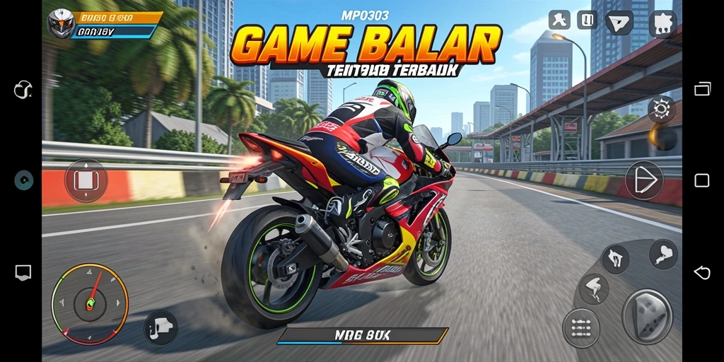 Tampilan gameplay MPO303 yang mendebarkan saat balap motor.