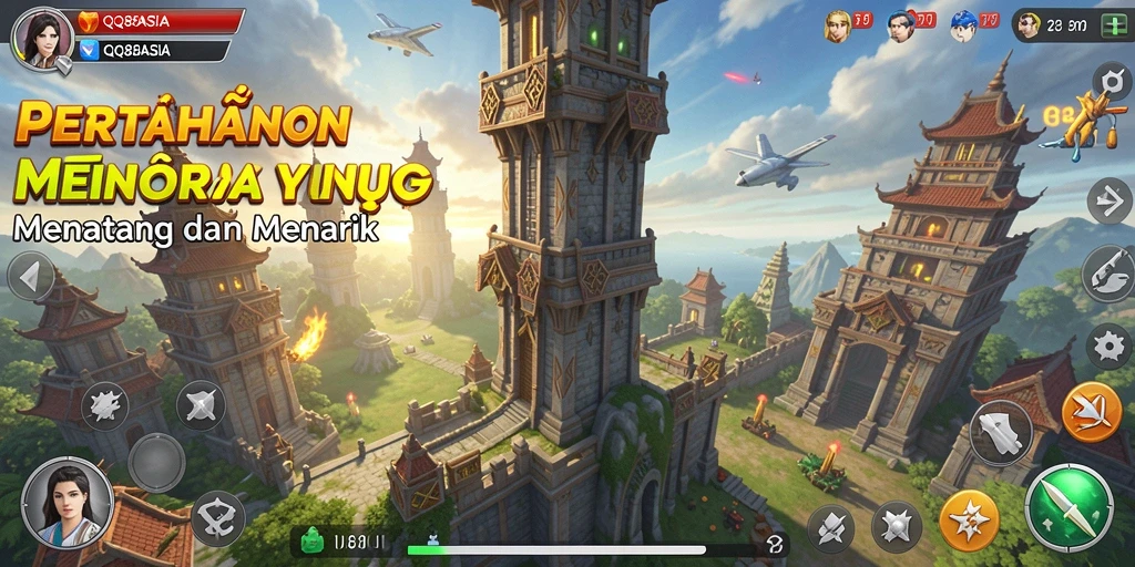 Screenshot menampilkan peperangan strategis menara di QQ88ASIA.