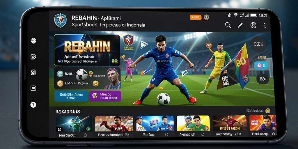 Tampilan utama aplikasi REBAHIN dengan berbagai pilihan taruhan olahraga.