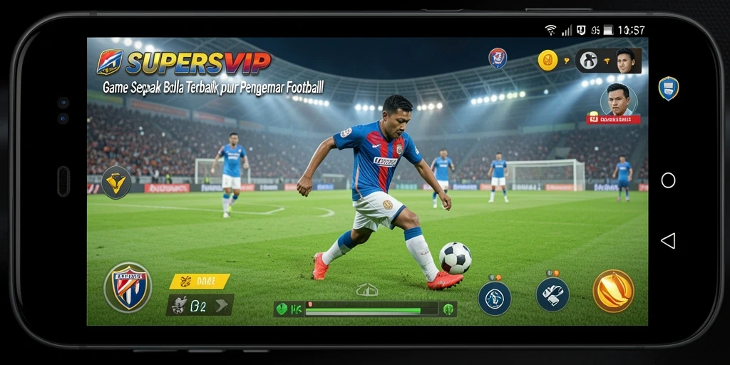 Tampilan gameplay menakjubkan dari game sepak bola SUPERSVIP.