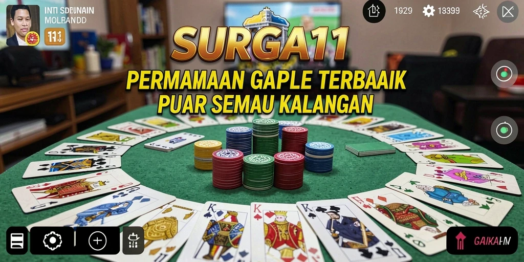 Screenshot SURGA11 menampilkan aksi seru permainan Gaple di layar.