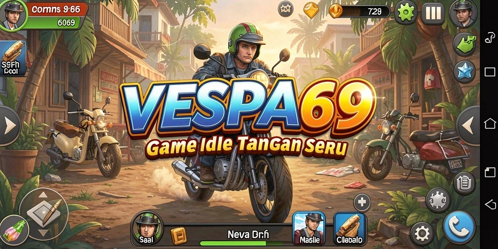 Tampilan gameplay seru dan warna-warni di VESPA69.