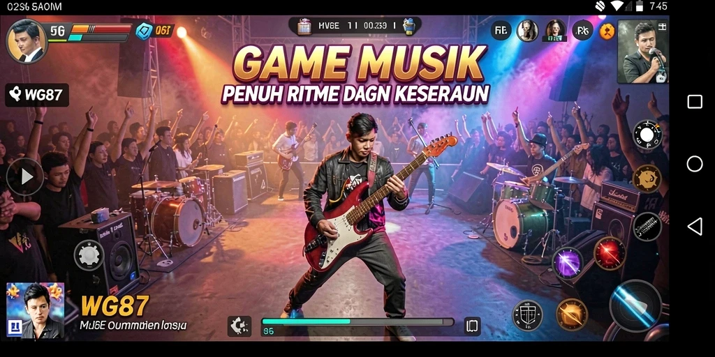 Screenshot gameplay WG87 menampilkan pengalaman musik yang seru.