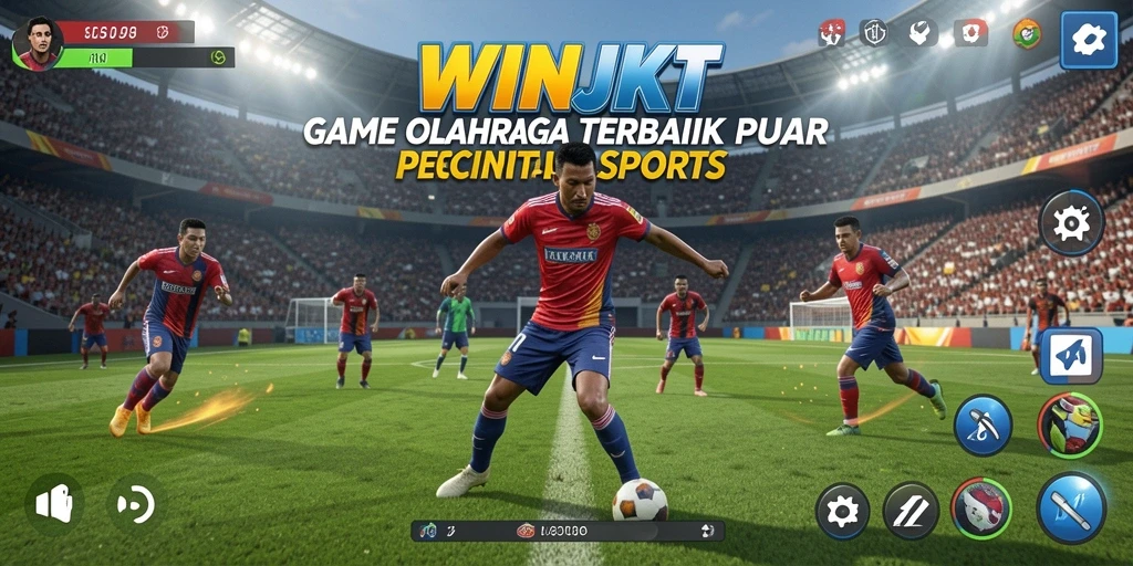 Screenshot menunjukkan gameplay seru di WINJKT dengan berbagai olahraga.